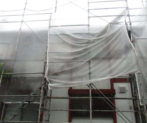 松山市　外壁塗装・屋根葺き替え工事　着工しました